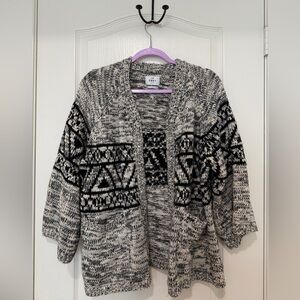 Obey Black Beige Knit Cardigan Women’s Medium Cozy Chunky Go to